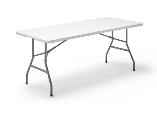 Mesa de acero plegable Catering blanca de 180x74x74 cm