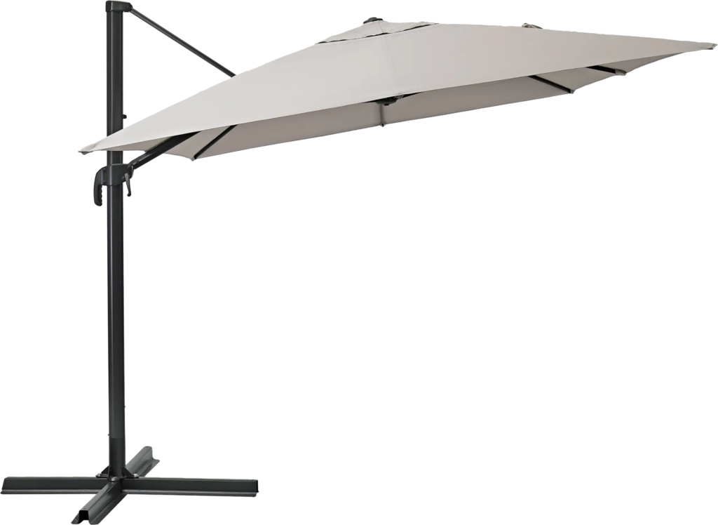 Parasol excéntrico de aluminio / acero NATERIAL Aura marrón 281x386.5 cm