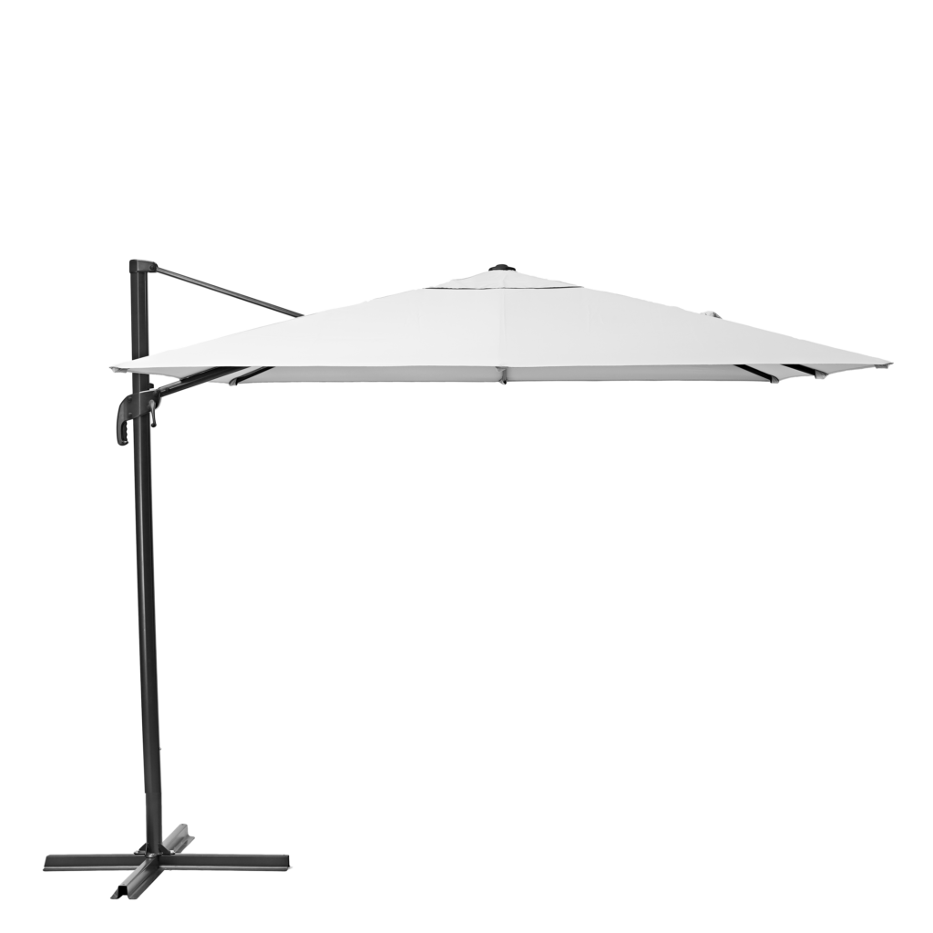 Parasol excéntrico de aluminio / acero NATERIAL Aura blanco 286x286 cm