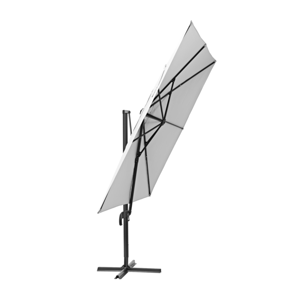 Parasol excéntrico de aluminio / acero NATERIAL Aura blanco 286x286 cm