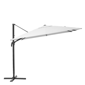 Parasol excéntrico de aluminio / acero NATERIAL Aura blanco 286x286 cm