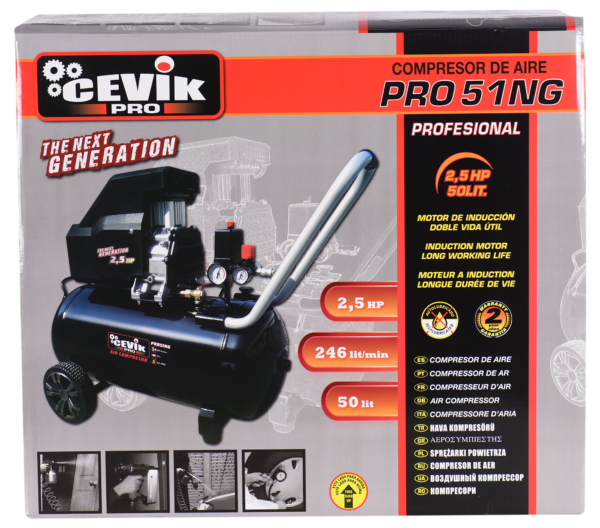 Compresor sin aceite CEVIK PRO Ca-Pro51Ng de 2.5 cv y 50l de depósito