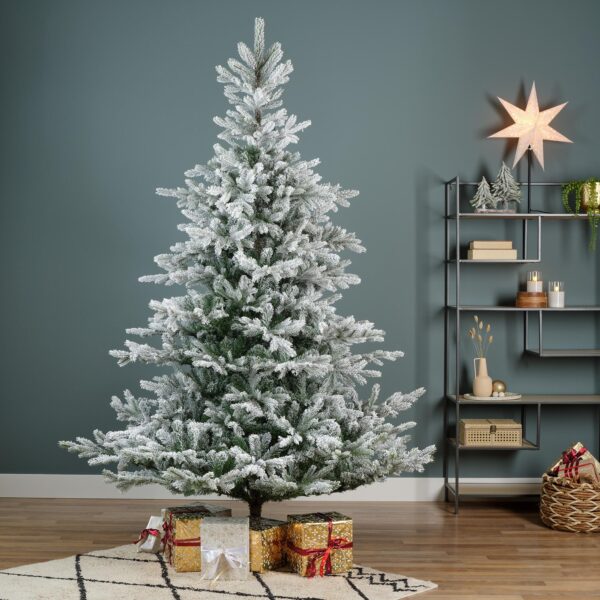 Árbol de Navidad verde de 240 cm de alto - Adornos blanco/plata